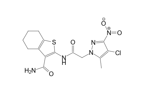 2-{[(4-chloro-5-methyl-3-nitro-1H-pyrazol-1-yl)acetyl]amino}-4,5,6,7-tetrahydro-1-benzothiophene-3-carboxamide