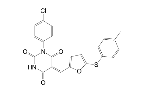 (5Z)-1-(4-chlorophenyl)-5-({5-[(4-methylphenyl)sulfanyl]-2-furyl}methylene)-2,4,6(1H,3H,5H)-pyrimidinetrione