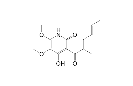 (+/-)-HARZIANOPYRIDONE;5,6-DIMETHOXY-4-HYDROXY-3-[(2RS,4E)-2-METHYL-1-OXO-4-HEXENYL]-2(1H)-PYRIDONE