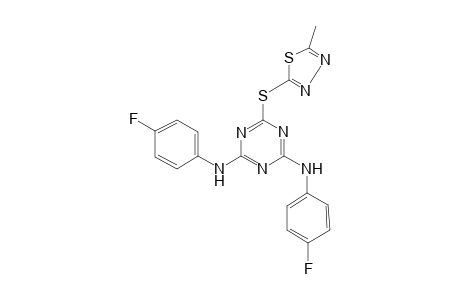 2-N,4-N-bis(4-fluorophenyl)-6-[(5-methyl-1,3,4-thiadiazol-2-yl)sulfanyl]-1,3,5-triazine-2,4-diamine