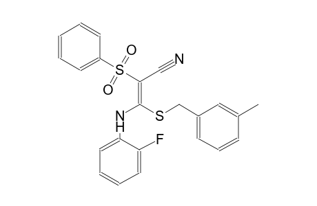 2-propenenitrile, 3-[(2-fluorophenyl)amino]-3-[[(3-methylphenyl)methyl]thio]-2-(phenylsulfonyl)-, (2E)-