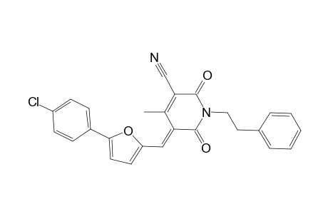 (5E)-5-[[5-(4-chlorophenyl)-2-furyl]methylene]-2,6-diketo-4-methyl-1-phenethyl-nicotinonitrile