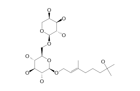 RHODIOLOSIDE-E;(2-E)-7-HYDROXY-3,7-DIMETHYL-2-OCTENYL-ALPHA-L-ARABINOPYRANOSYL-(1->6)-BETA-D-GLUCOPYRANOSIDE