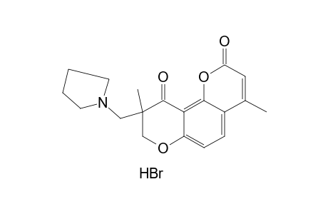 8,9-dihydro-4,9-dimethyl-9-[(1-pyrrolidinyl)methyl]-2H,10H-benzo[1,2-b:3,4-b']dipyran-2,10-dione, hydrobromide
