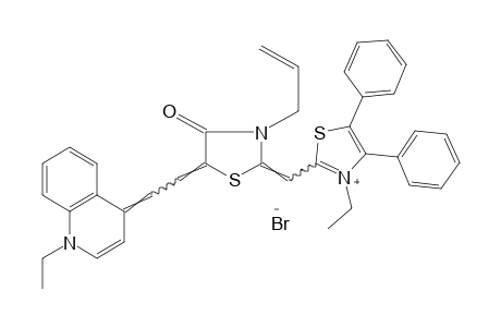 2-{{3-ALLYL-5-[2-(1-ETHYL-4(1H)-QUINOLYLIDENE)ETHYLIDENE]-4-OXO-2-THIAZOLIDINYLIDENE}METHYL}-4,5-DIPHENYL-3-ETHYLTHIAZOLIUM BROMIDE