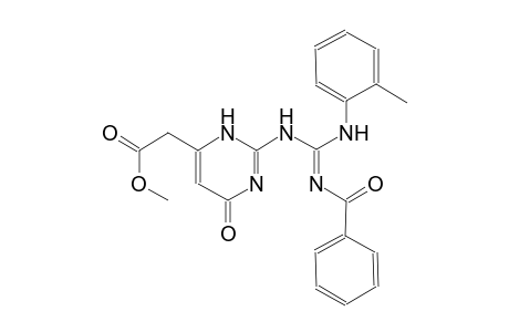 methyl (6-oxo-2-{[(E)-{[(E)-oxo(phenyl)methyl]imino}(2-toluidino)methyl]amino}-3,6-dihydro-4-pyrimidinyl)acetate