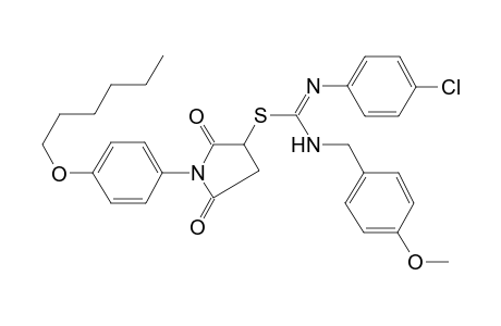 1-[4-(hexyloxy)phenyl]-2,5-dioxo-3-pyrrolidinyl N'-(4-chlorophenyl)-N-(4-methoxybenzyl)imidothiocarbamate