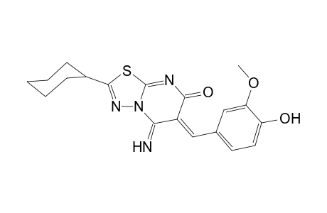 7H-[1,3,4]thiadiazolo[3,2-a]pyrimidin-7-one, 2-cyclohexyl-5,6-dihydro-6-[(4-hydroxy-3-methoxyphenyl)methylene]-5-imino-, (6Z)-