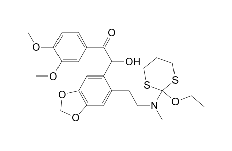 Carbamic acid, [2-[6-[[2-(3,4-dimethoxyphenyl)-1,3-dithian-2-yl]hydroxymethyl]-1,3-b enzodioxol-5-yl]ethyl]methyl-, ethyl ester