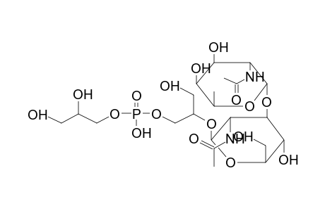 2-ACETAMIDO-2-DEOXY-ALPHA-L-FUCOPYRANOSYL(1->3)-2-ACETAMIDO-2-DEOXY-BETA-D-GLUCOPYRANOSYL(1->2)GLYCEROPHOSPHORYL(1->1)GLYCEROL (DISACCHARIDE FROMYERSINIA KRISTENSENII)