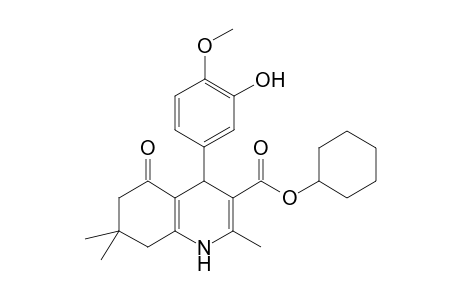 4-(3-hydroxy-4-methoxy-phenyl)-5-keto-2,7,7-trimethyl-1,4,6,8-tetrahydroquinoline-3-carboxylic acid cyclohexyl ester