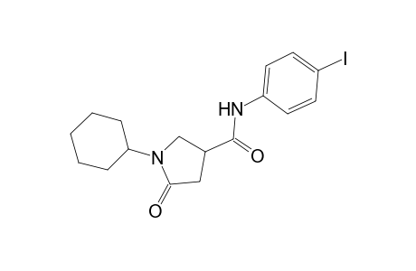 1-Cyclohexyl-N-(4-iodophenyl)-5-oxo-3-pyrrolidinecarboxamide