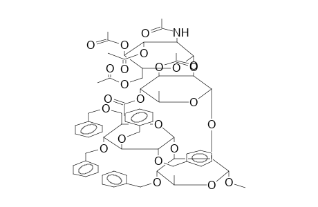 METHYL 2-O-[2-O-(2-ACETAMIDO-3,4,6-TRI-O-ACETYL-2-DEOXY-BETA-D-GLUCOPYRANOSYL)-3,4-DI-O-ACETYL-ALPHA-L-RHAMNOPYRANOSYL]-4-O-BENZYL-3-O-(2,3,4,6-TETRA-O-BENZYL-ALPHA-D-GLUCOPYRANOSYL)-ALPHA-L-RHAMNOPYR