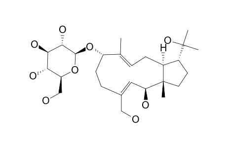 CHROZOPHOROSIDE-B;(1R*,2R*,3E,7R*,8E,11R*,12S*)-3,8-DOLABELLADIENE-2,7,16,18-TETROL-7-O-BETA-D-GLUCOPYRANOSIDE