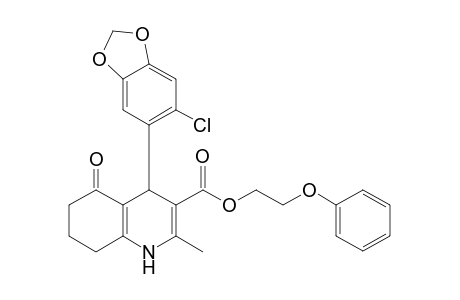 2-Phenoxyethyl 4-(6-chloranyl-1,3-benzodioxol-5-yl)-2-methyl-5-oxidanylidene-4,6,7,8-tetrahydro-1H-quinoline-3-carboxylate