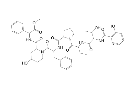 Glycine, N-[(3-hydroxy-2-pyridinyl)carbonyl]-L-threonyl-D-.alpha.-aminobutyryl-L-prolyl-L-phenylalanyl-cis-4-hydroxy-L-pipecoloyl-L-2-phenyl-, methyl ester