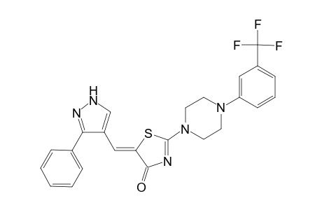 (5Z)-5-[(3-phenyl-1H-pyrazol-4-yl)methylene]-2-{4-[3-(trifluoromethyl)phenyl]-1-piperazinyl}-1,3-thiazol-4(5H)-one