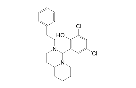 2,4-dichloro-6-(octahydro-2-phenethyl-1H-pyrido[1,2-c]pyrimidin-1-yl)phenol