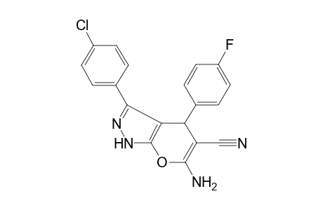 6-Amino-3-(4-chlorophenyl)-4-(4-fluorophenyl)-2,4-dihydropyrano[2,3-c]pyrazole-5-carbonitrile