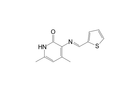 4,6-Dimethyl-2(1H)pyridone, 3-(thiophen-2-yl-methylenamino)-