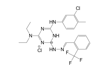 1-(6-((3-chloro-4-methylphenyl)amino)-4-(diethylamino)-1,3,5-triazin-2(1H)-ylidene)-2-(2-(trifluoromethyl)benzylidene)hydrazin-1-ium chloride