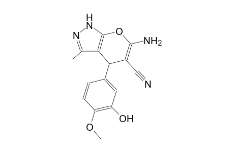 6-amino-4-(3-hydroxy-4-methoxyphenyl)-3-methyl-1,4-dihydropyrano[2,3-c]pyrazole-5-carbonitrile