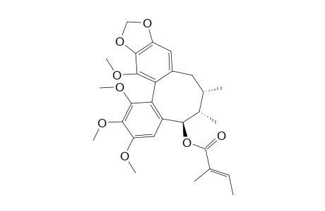 #2A;TIGLOYLGOMISIN-O;(6R,7S,8S,S-BIAR)-6,7,8,9-TETRAHYDRO-1,2,3,14-TETRAMETHOXY-7,8-DIMETHYL-12,13-METHYLENEDIOXY-6-TIGLOYLOXY-DIBENZO-[A,C]-CYCLOOCTENE