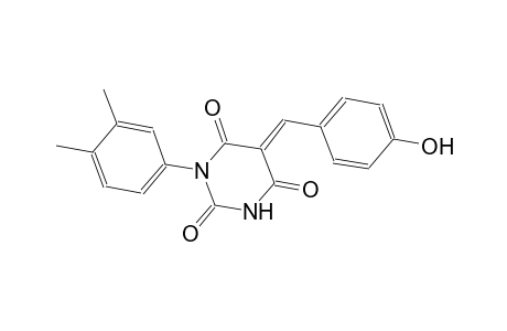 (5E)-1-(3,4-dimethylphenyl)-5-(4-hydroxybenzylidene)-2,4,6(1H,3H,5H)-pyrimidinetrione