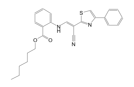 hexyl 2-{[(E)-2-cyano-2-(4-phenyl-1,3-thiazol-2-yl)ethenyl]amino}benzoate