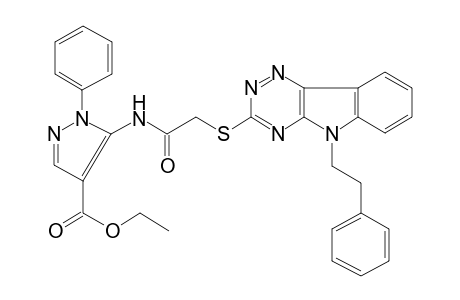 1H-pyrazole-4-carboxylic acid, 1-phenyl-5-[[[[5-(2-phenylethyl)-5H-[1,2,4]triazino[5,6-b]indol-3-yl]thio]acetyl]amino]-, ethyl ester