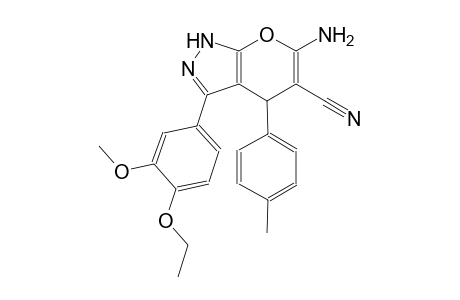 6-Amino-3-(4-ethoxy-3-methoxyphenyl)-4-(4-methylphenyl)-1,4-dihydropyrano[2,3-C]pyrazole-5-carbonitrile