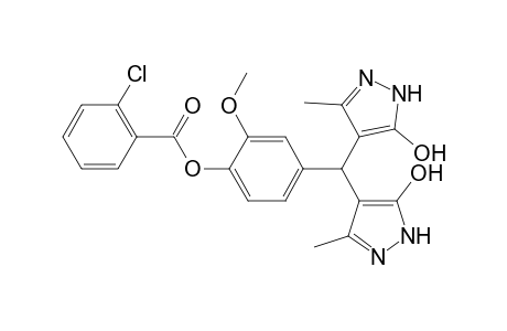 4-[bis(5-hydroxy-3-methyl-1H-pyrazol-4-yl)methyl]-2-methoxyphenyl 2-chlorobenzoate