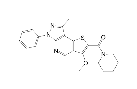 3-Methoxy-6-phenyl-8-methylpyrazolo[3,4-b]thieno[2,3-d]pyridine - 2-(Piperidine-carboxamide)