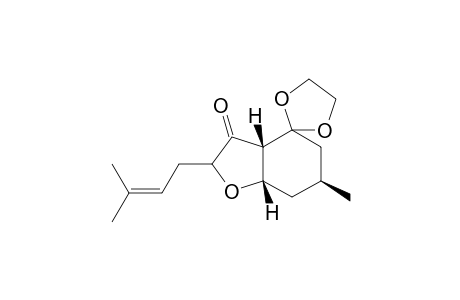 (+-)-6-Methyl-2-(3-methylbut-2-enyl)tetrahydrospiro[benzofuran-4(5H),2'-[1,3-dioxolan]-3(2H)-one