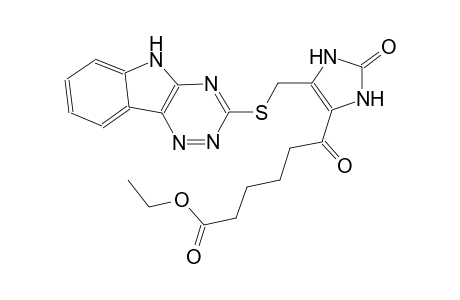 1H-imidazole-4-hexanoic acid, 2,3-dihydro-epsilon,2-dioxo-5-[(5H-[1,2,4]triazino[5,6-b]indol-3-ylthio)methyl]-, ethyl ester