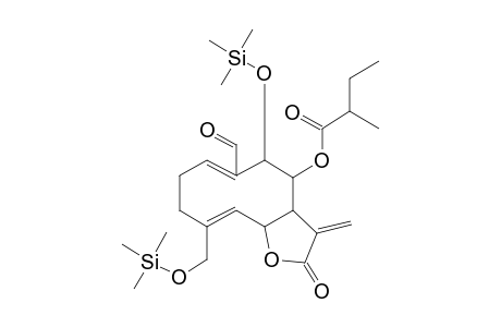 [(6E,10Z)-6-Formyl-5-hydroxy-10-(hydroxymethyl)-3-methylidene-2-oxo-3A,4,5,8,9,11A-hexahydrocyclodeca[B]furan-4-yl] 2-methylbutanoate, 2tms derivative