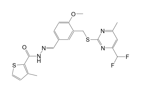 N'-{(E)-[3-({[4-(difluoromethyl)-6-methyl-2-pyrimidinyl]sulfanyl}methyl)-4-methoxyphenyl]methylidene}-3-methyl-2-thiophenecarbohydrazide