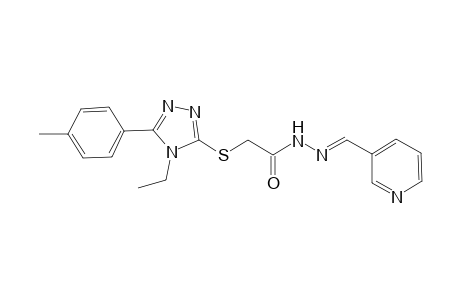 2-{[4-ethyl-5-(4-methylphenyl)-4H-1,2,4-triazol-3-yl]sulfanyl}-N'-[(E)-3-pyridinylmethylidene]acetohydrazide