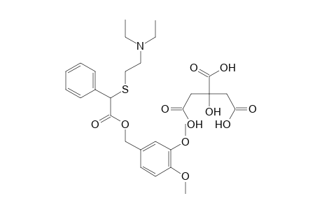 {[2-(diethylamino)ethyl]thio}phenylacetic acid, veratryl ester, citrate(1:1)