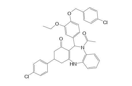 10-Acetyl-11-{4-[(4-chlorobenzyl)oxy]-3-ethoxyphenyl}-3-(4-chlorophenyl)-2,3,4,5,10,11-hexahydro-1H-dibenzo[b,e][1,4]diazepin-1-one