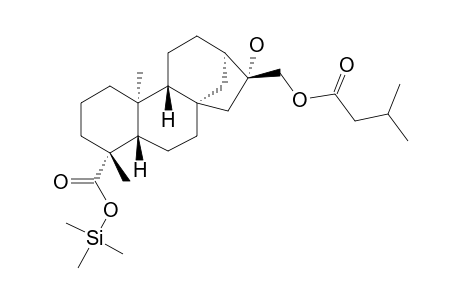 (5.beta.,8.alpha.,9.beta.,10.alpha.,13.alpha.,16.beta.)-16-Hydroxy-17-((3-methylbutanoyl)oxy)kauran-18-oic acid, tms ester