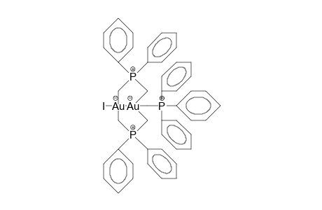 1-Iodo-3,3,7,7-tetraphenyl-5-(triphenylphosphoniomethyl)-1,5-diaurata-3,7-di-P(+)-bicyclo(3.3.0)octane+