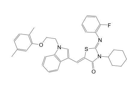 (2Z,5Z)-3-cyclohexyl-5-({1-[2-(2,5-dimethylphenoxy)ethyl]-1H-indol-3-yl}methylene)-2-[(2-fluorophenyl)imino]-1,3-thiazolidin-4-one