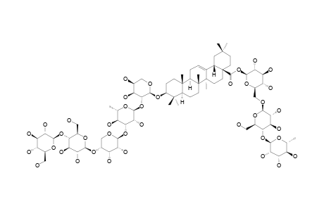 CLEMATOMANDSHURICA_SAPONIN_C;3-O-BETA-D-GLUCOPYRANOSYL-(1->4)-BETA-D-GLUCOPYRANOSYL-(1->4)-BETA-D-RIBOPYRANOSYL-(1->3)-ALPHA-L-RHAMNOPYRANOSYL-(1->