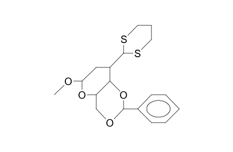 Methyl 2-deoxy-4,6-O-benzylidene-3-C-(1,3-dithiane-2-yl).alpha.-D-glucopyranoside