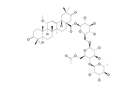 PAPYRIOSIDE_LB;11-ALPHA-METHOXY-3,21-DIOXOOLEAN-12-EN-28-OYL-ALPHA-L-RHAMNOPYRANOSYL-(1->4)-(6-O-ACETYL-BETA-D-GLUCOPYRANOSYL)-