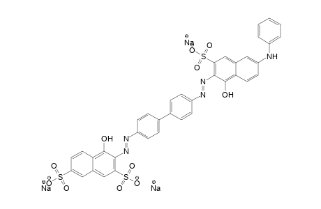 1-Naphthol-3,6-disulfonic acid(1)[-benzidine-](2)(alk)N-phenyl-J=acid, trinatrium salt