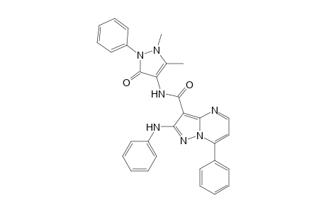 2-Anilino-N-(1,5-dimethyl-3-oxo-2-phenyl-2,3-dihydro-1H-pyrazol-4-yl)-7-phenylpyrazolo[1,5-a]pyrimidine-3-carboxamide