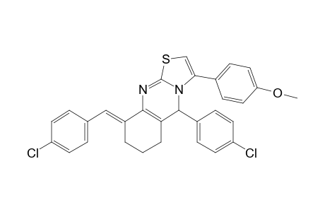 (9E)-9-(4-chlorobenzylidene)-5-(4-chlorophenyl)-3-(4-methoxyphenyl)-6,7,8,9-tetrahydro-5H-[1,3]thiazolo[2,3-b]quinazoline