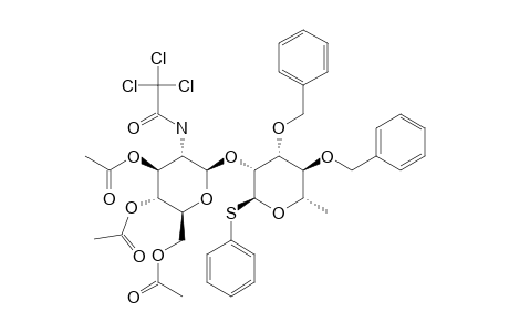 PHENYL-(3,4,6-TRI-O-ACETYL-2-DEOXY-2-TRICHLOROACETAMIDO-BETA-D-GLUCOPYRANOSYL)-(1->2)-3,4-DI-O-BENZYL-1-THIO-ALPHA-L-RHAMNOPYRANOSIDE